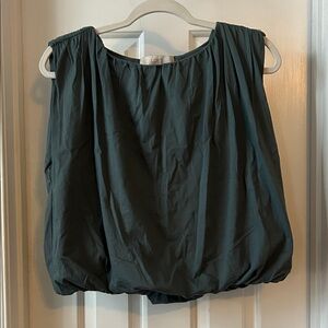 LOFT muted green/teal? Sleeveless Bubble Hem Blouse, size medium